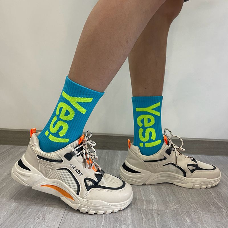 'Ja!' Mid Crew Sokken voor Heren/Dames Mode Outdoor Skateboarden Sport Straat Sok Ademend