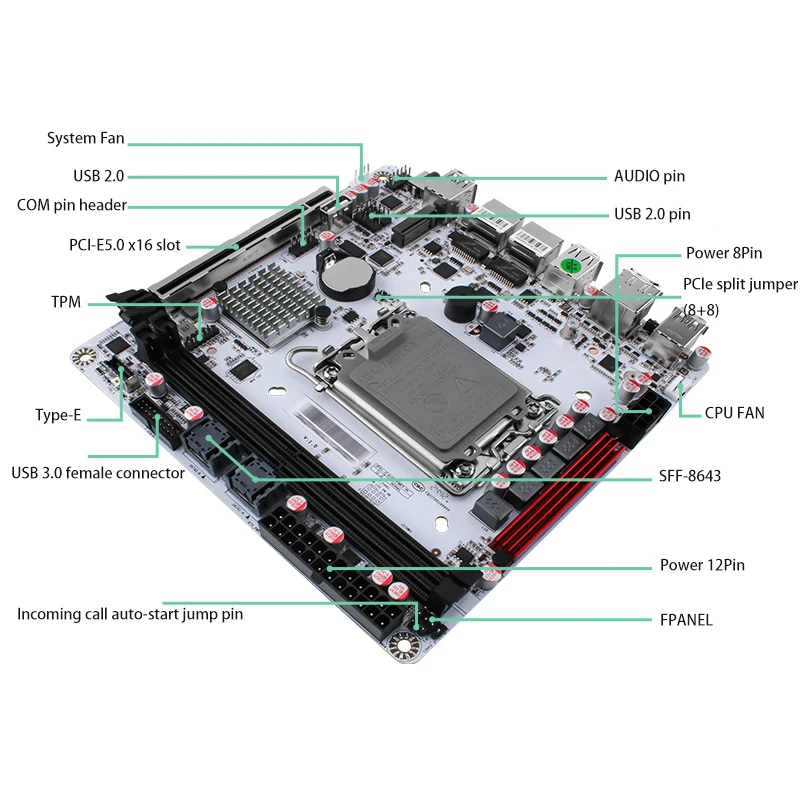 Q670-8Bay NAS Mini ITX motherboard upgrade, supports Intel 12-14 generation processors, 8 SATA3.0 ports, I226LM 2.5G with vPro