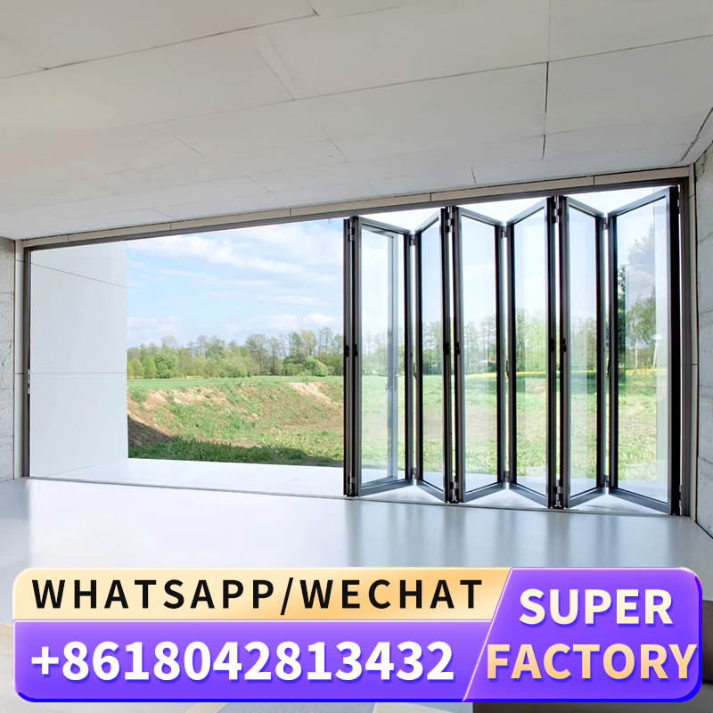 Windowall GE52-65 Air Tightness Aluminum Tempered Glass Patio Accordion Folding Doors Anti-pinch Bi-fold Doors
