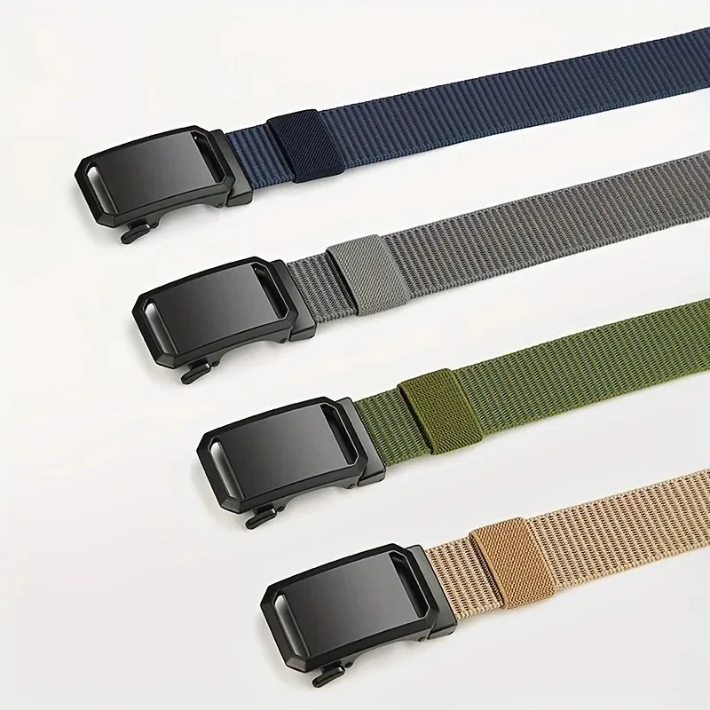 Nuevo cinturón de lona con hebilla automática para hombre, cinturón duradero de liberación rápida, ropa de trabajo al aire libre, estilo informal y de negocios ﻿