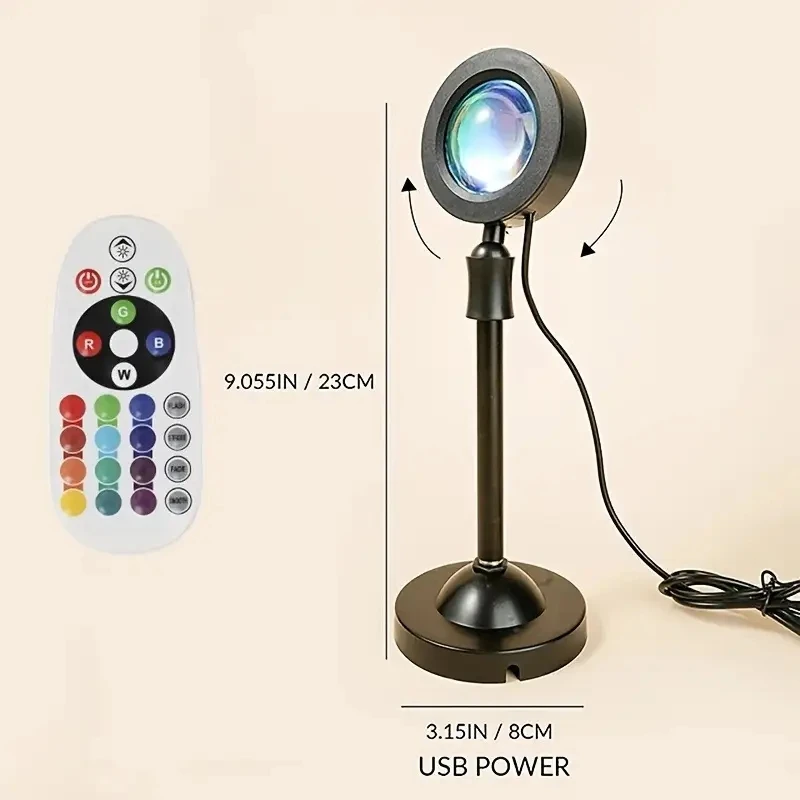 16 color RGB ambient light LED night light projection light with remote control, USB power supply