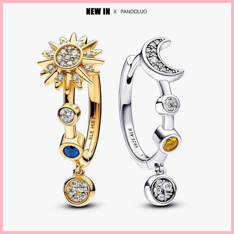 2024 Heißer Verkauf 925 Silber Exquisite Sonne und Mond Ohrringe Frauen Schmuck Luxus Geschenk Original Design Mode Schmuck Neue in