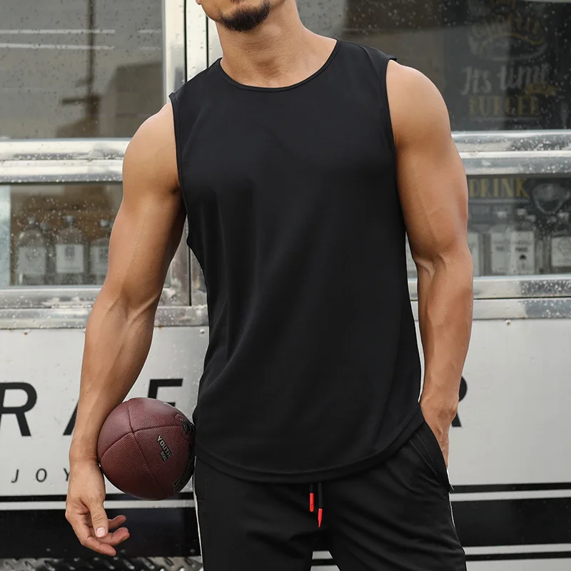 Men's Gym Tank Top ฟิตเนสแขนกุดวิ่งกีฬาเสื้อยืดชาย Quick-drying การฝึกอบรมเพาะกาย Gym เสื้อยืดชายเสื้อกั๊ก