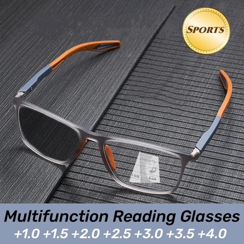 Nueva moda TR90 gafas de lectura multifocales fotocromáticas 3 en 1 gafas de sol bifocales para exteriores gafas deportivas Anti azul cerca de lejos