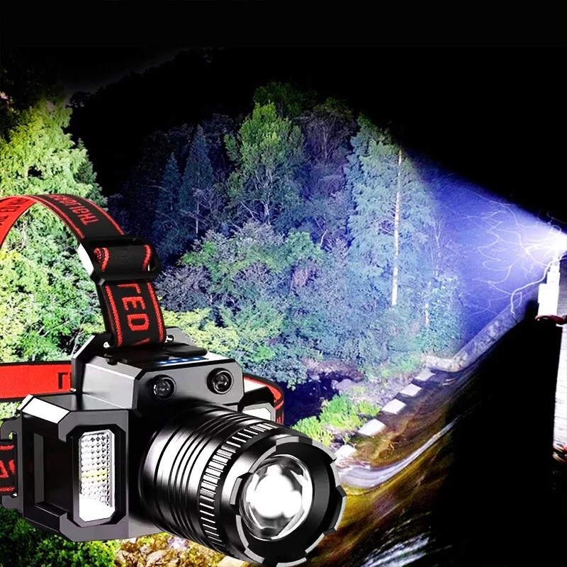 Portable Rotary Zoomable LED Headlight USB Rechargeable Waterproof Head Lamp Built in Battery Torch Fishing Camping Head Light