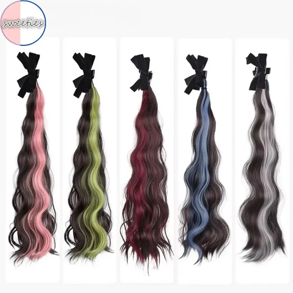 Modische Highlight Elf Ohr synthetische Perücke süße Prinzessin Kopf Schleife Clip-on lockiges Haar Pferdeschwanz Perücke für Frauen