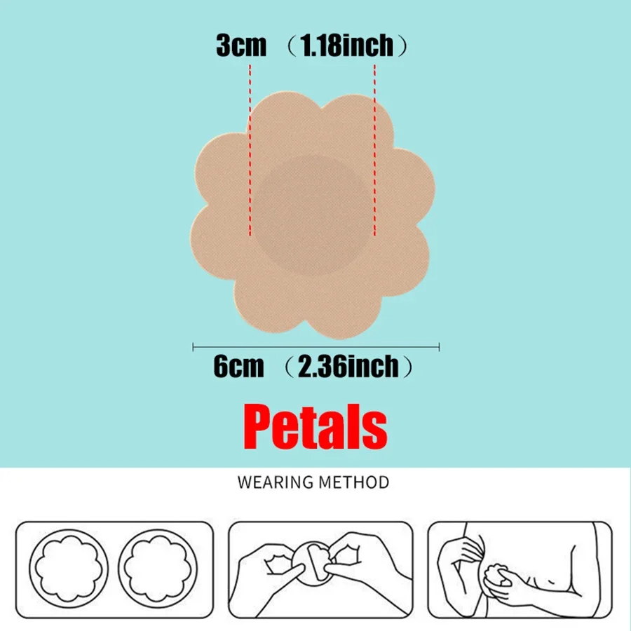 100 Pc Doek Tepel Cover Speen Verbergen Vrouwen Wegwerp Tepel Pasteitjes Stuk Borst Bloemblaadjes Onzichtbare Beha Padding Borst Sticker Patch