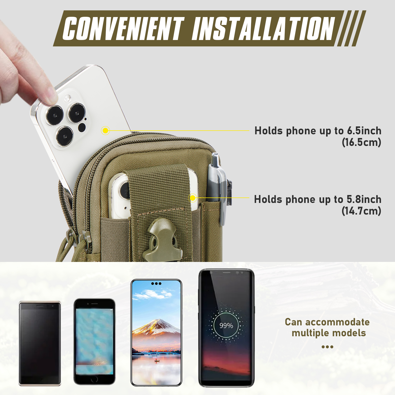 Outdoor heuptas Multifunctionele waterdichte camouflage hangende heuptas Militaire tactische heuptas Draagbare reistelefoontas