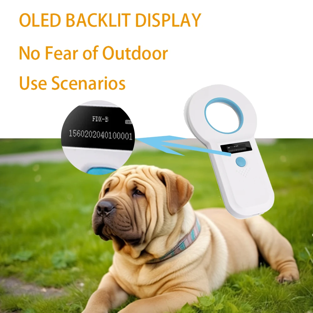 Leitor de animais rfid bluetooth 134.2khz, scanner de identificação de animais de estimação emid fdx-b iso 11784/85, registro de etiqueta de microchip para cão de peixe de vaca