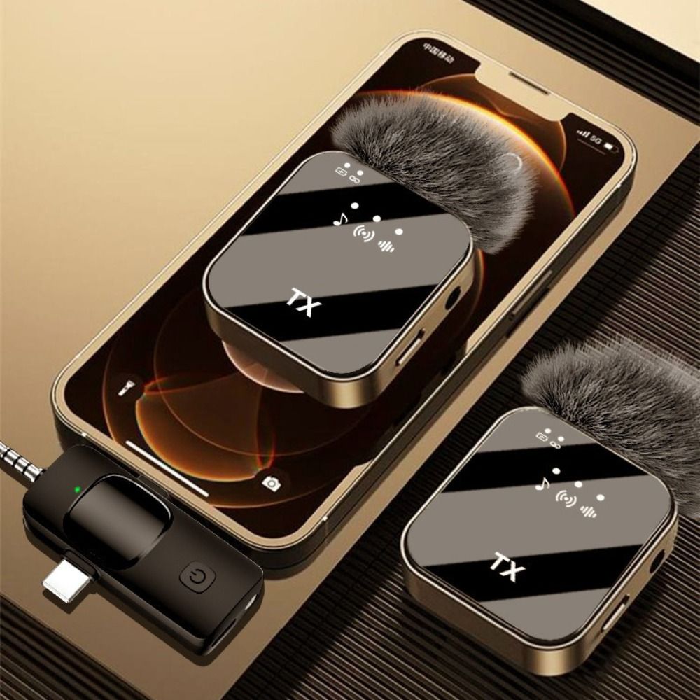 Wireless lavalier microphone, suitable for Apple Android charging portable podcast noise cancelling clip on microphone