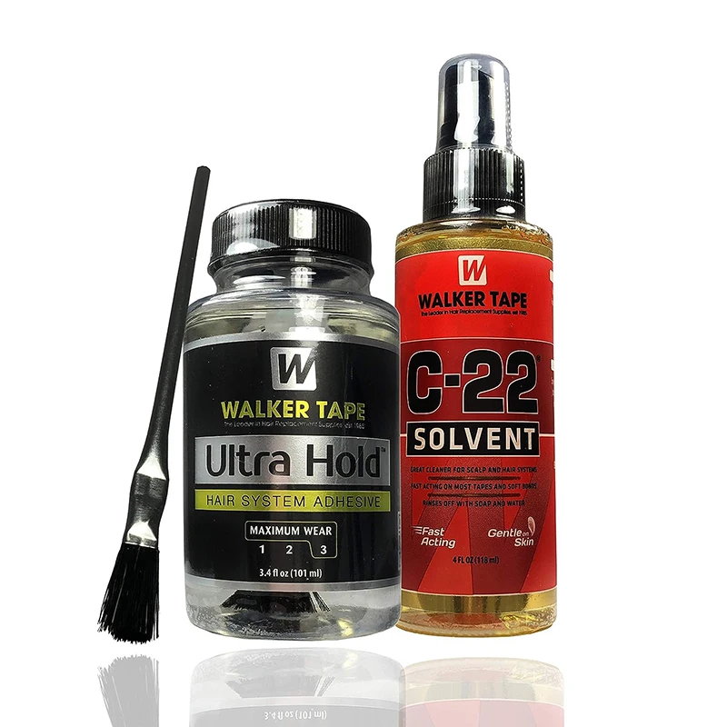 Adhesivo para sistema de cabello Ultra Hold y removedor de pegamento para peluca solvente C22 de 4oz para pelucas de encaje y cierre de peluquín