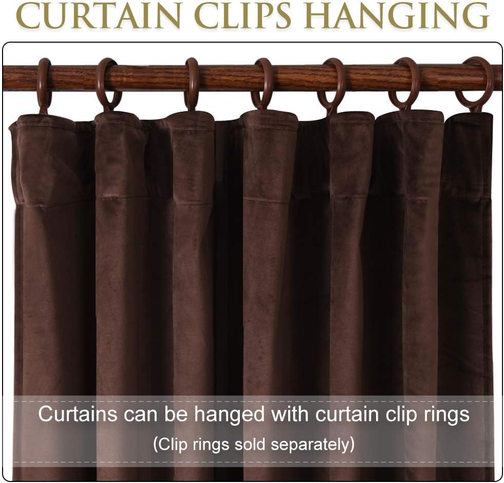 Cortinas de terciopelo marrón para dormitorio, oscurecimiento de la habitación, protección de privacidad, 62 pulgadas de ancho x