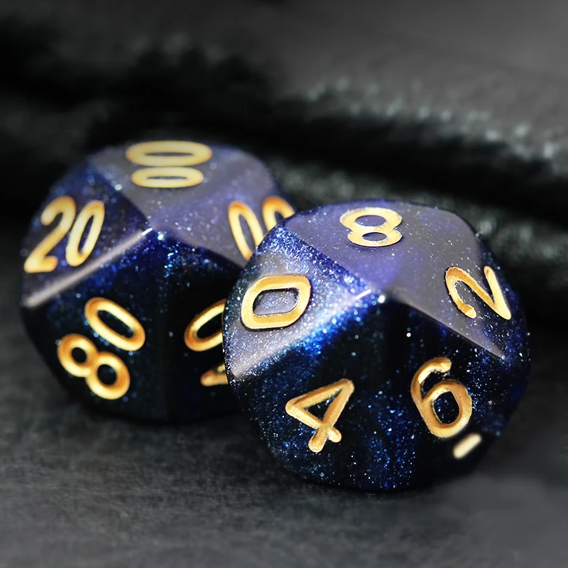 7 шт./компл. черные и синие кости звездного неба D&D COC Dice D4 D6 D8 D10 D% D12 D20 Настольные игры DND RPG Dice Set