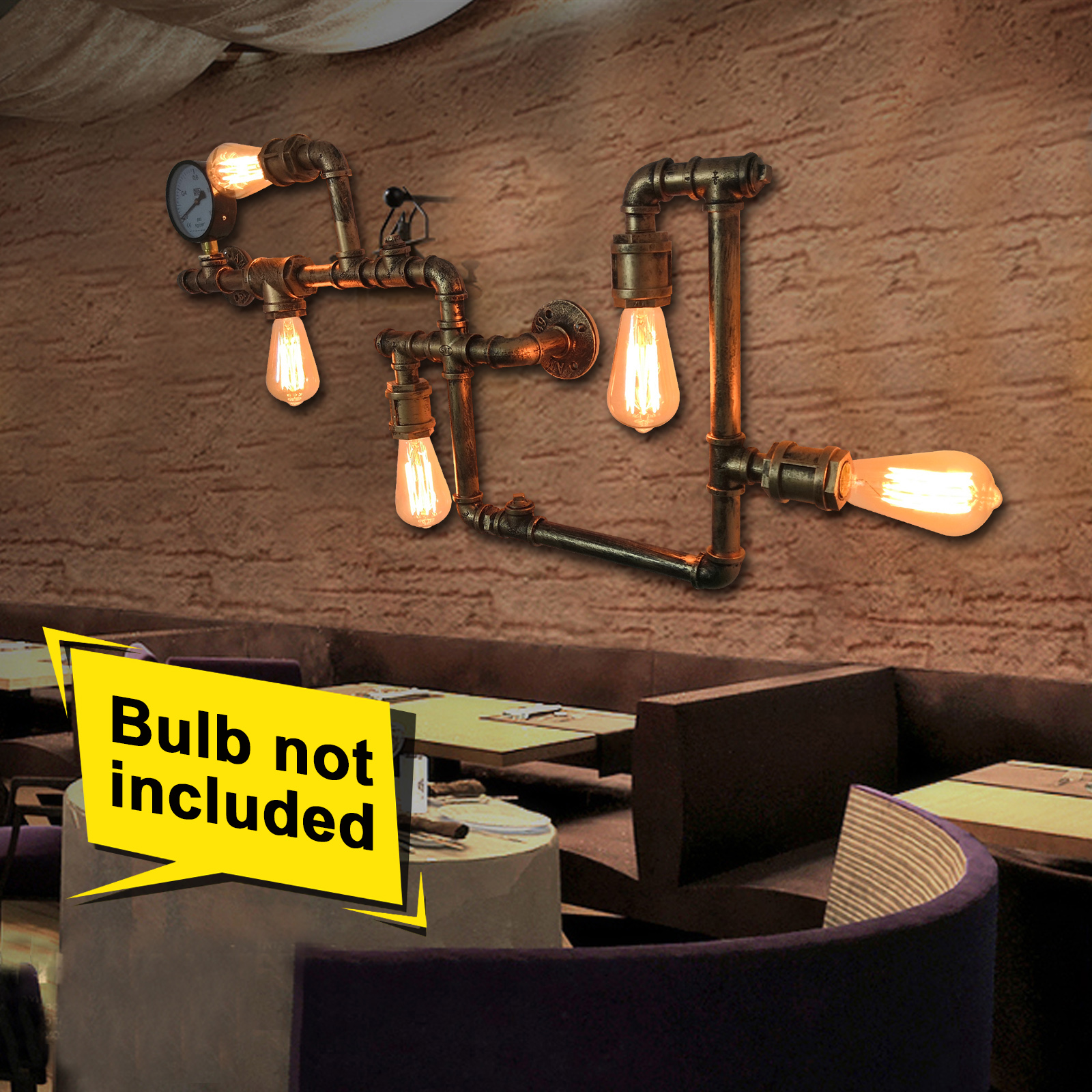 5-Kopf-Wandleuchte aus Eisen, Wasserpfeifenlampe aus Eisen