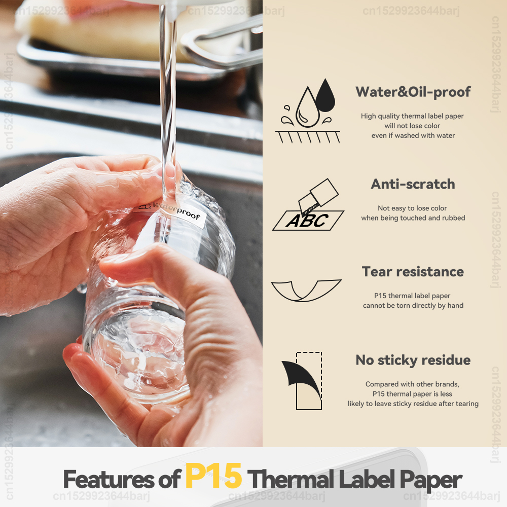 2/5/10 Rolls P15 Thermische Label Sticker voor Phomemo D30 Q30 Marklife P15 P12 DELI Q2 Label Maker Wit 12x40mm 15x30mm Label Tape