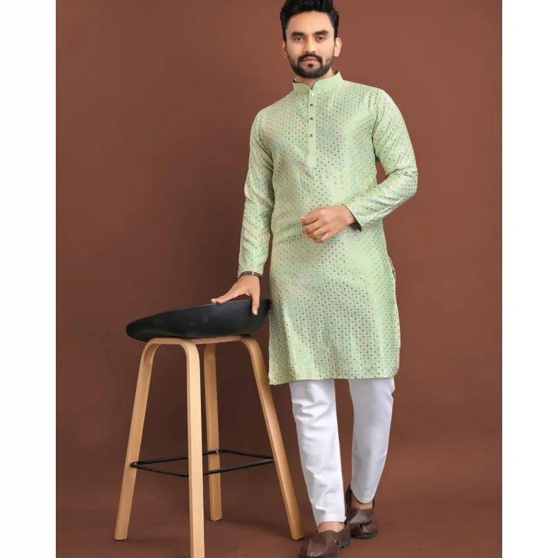 2025 verão masculino digital impresso kurta vardha regular ajuste gola mandarim longo estilo kurta para homem