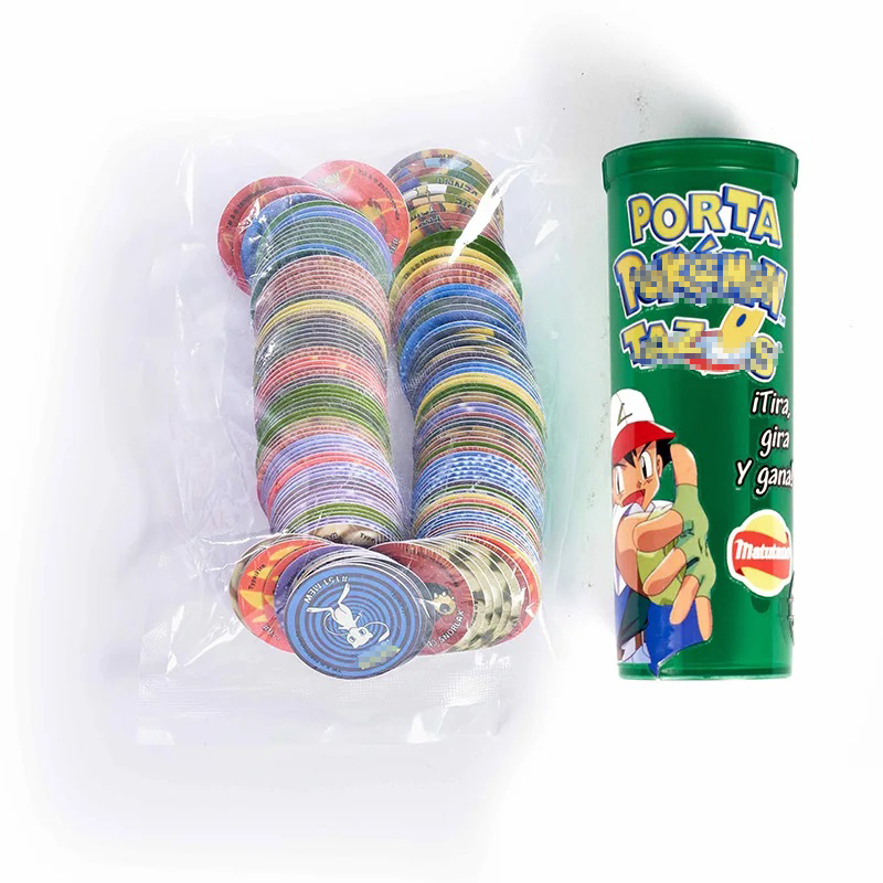 Embotellado Lote De Tazos Porta pokemon 1G 169 Uds nueva colección completa Super Mega Master Pikachu Milkcaps tarjetas redondas tasos