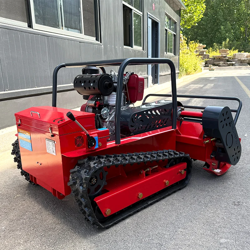 Dostosowany, gorąco sprzedający się zdalnie sterowany gąsienicowy kos spalinowy Mini robot sprzedający zdalnie sterowany gąsienicowy kos spalinowy do trawy