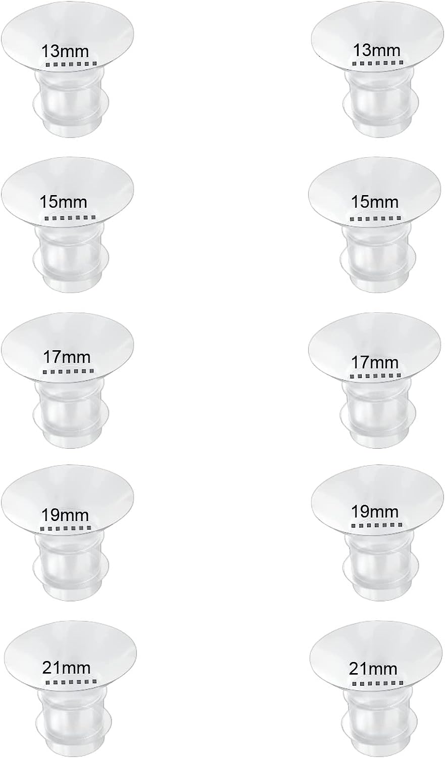 Flange Inserts 13/15/17/19/21mm 10PC,Compatible with Medela/Momcozy/Spectra/YOUHA/XIMYRA S9/S12 24mm Shields/Flanges