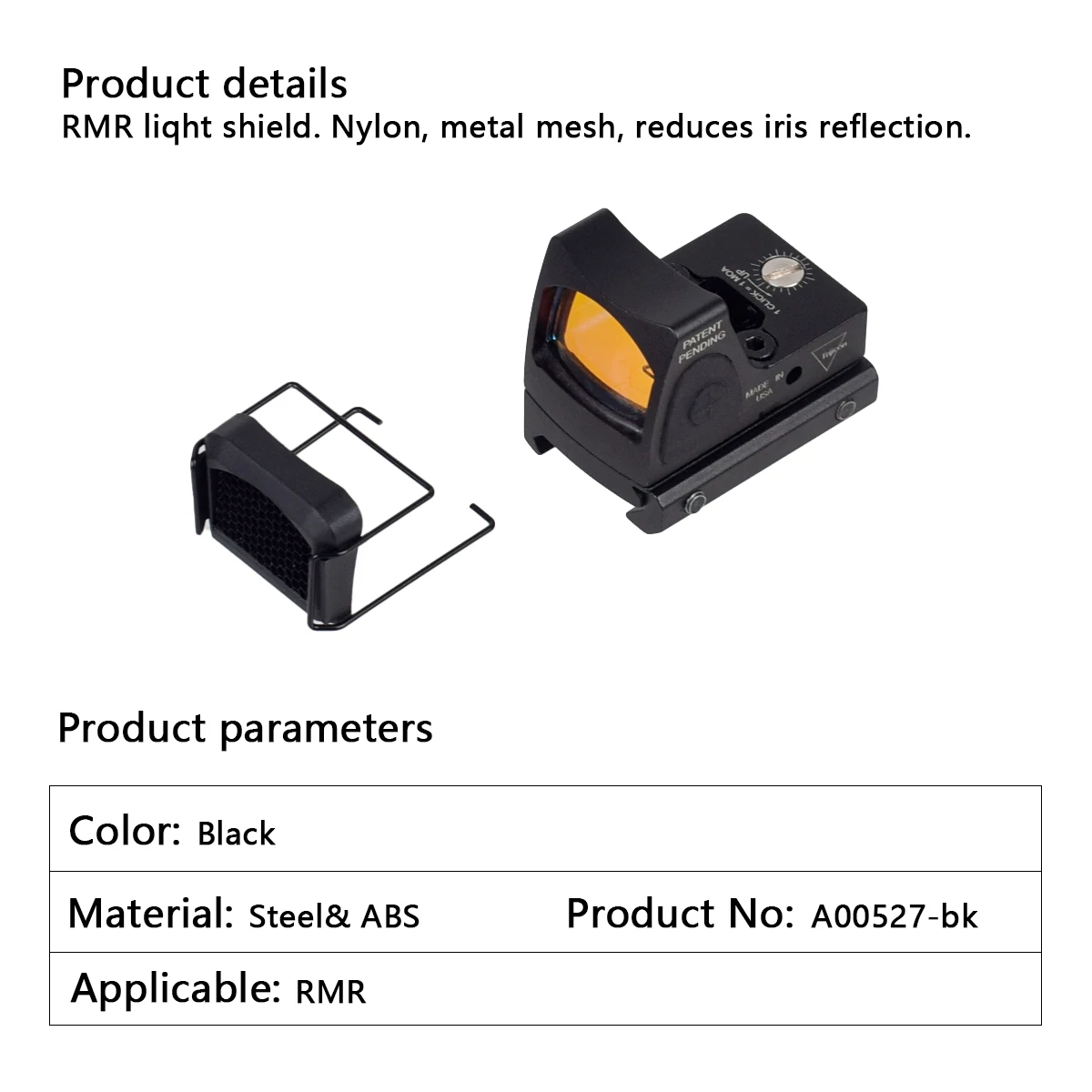 RM Reflex Red Dot Sight Killflash Optics เลนส์ Protector Guard ตาข่ายฝาครอบ Anti-Reflection ขอบเขตฆ่าแฟลช