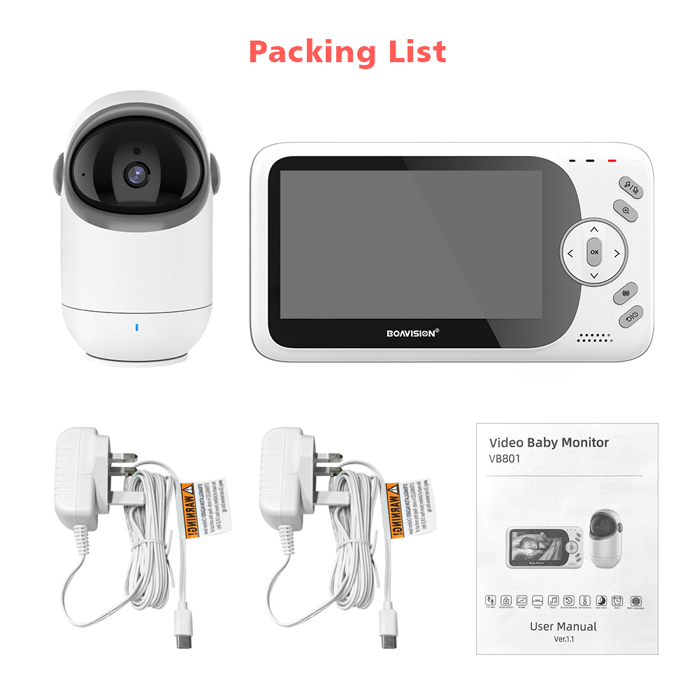 4.3 Inch Video Trẻ Em Với Pan Tilt Camera 2.4G Không Dây Âm Thanh 2 Chiều Nhìn Xuyên Đêm Giám Sát Camera An Ninh sắm Đồ Sơ Sinh