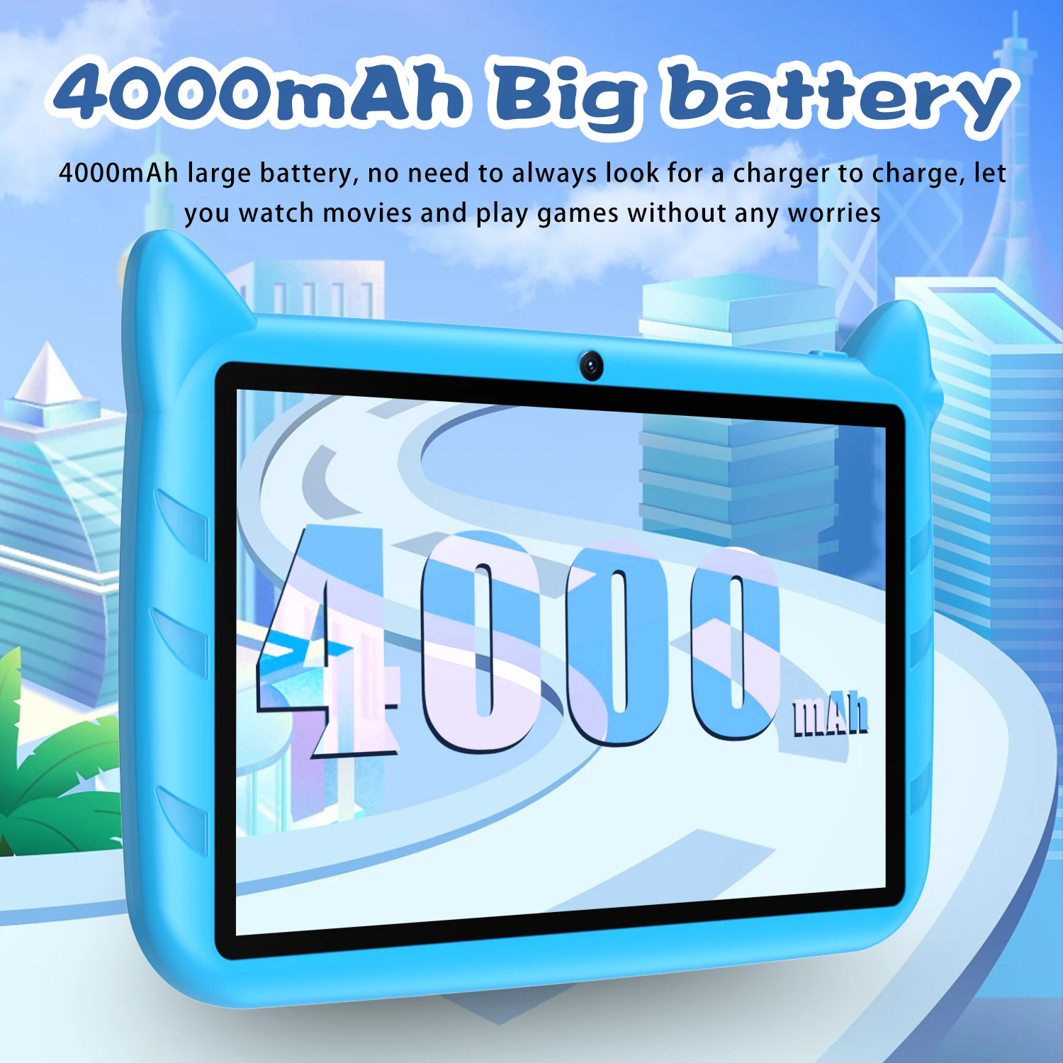 BDF Cartoon Pattern 7 Inch Kids Tablet Quad Core 4GB RAM 64GB ROM Android 13 Google Learning Education Games Tablets 4000mAh