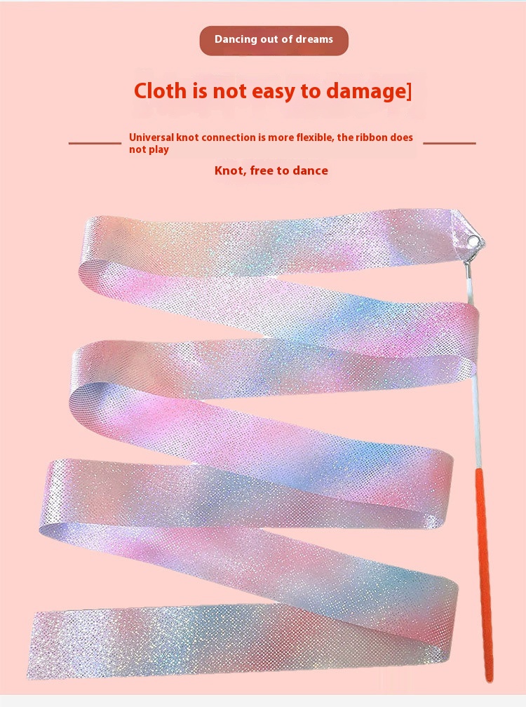 2M/4M Rhythmic Gymnastics Equipment Ballet Streamer Dance Ribbon Rhythmic Twiling Rod Rainbow Stick Training Flashing Star