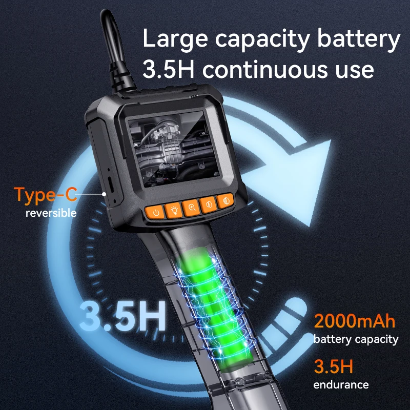กล้อง Endoscope อุตสาหกรรม 2.4 ''LCD Digital Handheld Borescope IP67 กันน้ํา HD1080P 8 มม.ท่อท่อระบายน้ํากล้อง Semi-RIGID CABLE