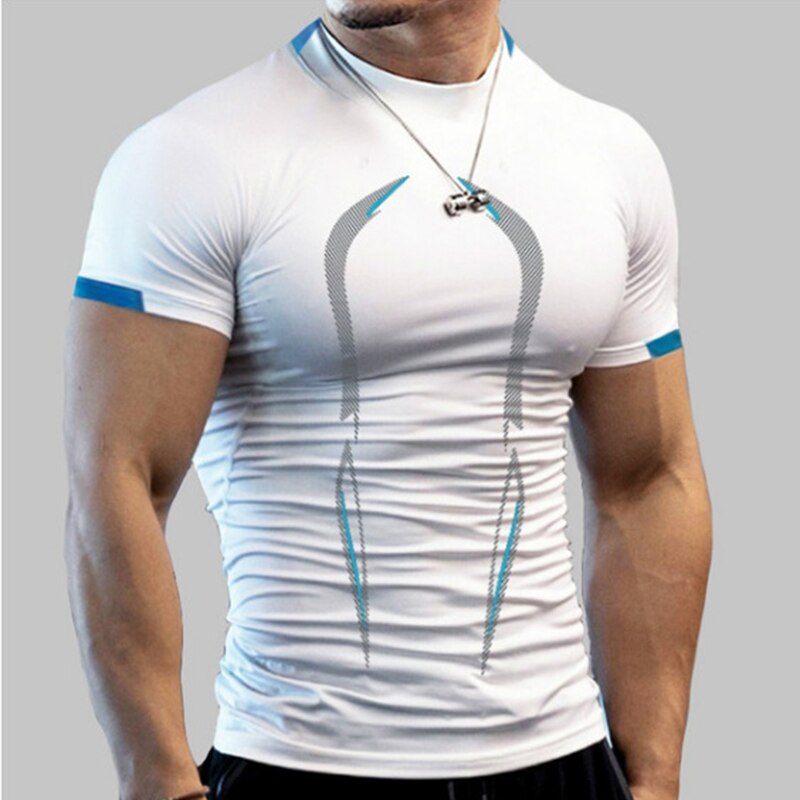 Maglietta da uomo nuova a compressione da uomo Fitness Gym Super Hero Sport T-shirt da corsa Allenamento fitness Manica corta traspirante ad asciugatura rapida