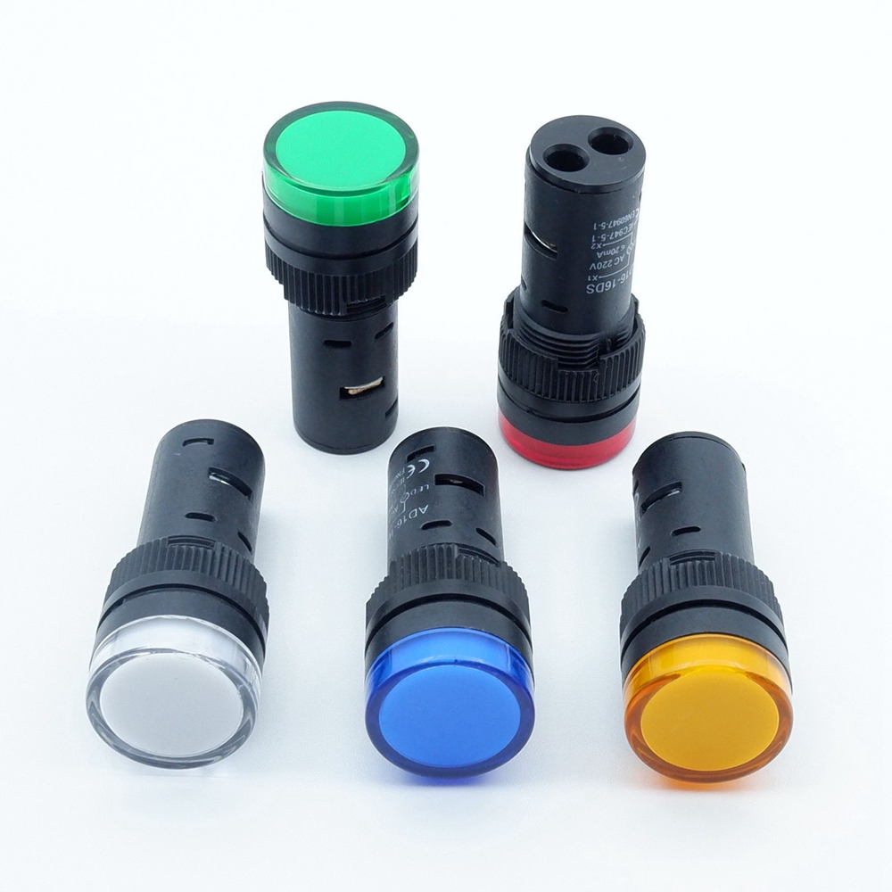 プラスチックledインジケータライト16ミリメートルパイロット信号ランプ警告パネルマウント分配ボックス電源ワークライト12v 24v 220v