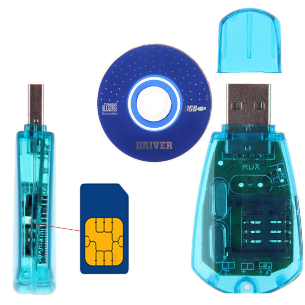 Cópia azul portátil de alta velocidade do leitor de cartão de usb sim/clonador/escritor/kit de backup leitor de cartão sim gsm cdma sms backup + cd disk telefone