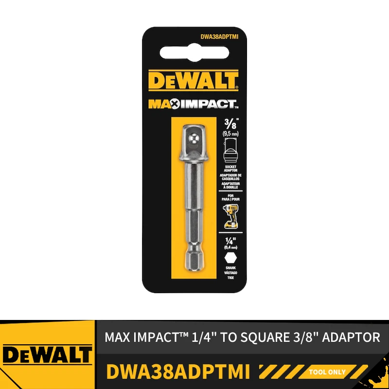 DEWALT DWA12ADPTMI DWA38ADPTMI ผลกระทบสูงสุด ™   1/4 "ถึงสแควร์ 1/2" หรือ 3/8 "อะแดปเตอร์อุปกรณ์เสริมเครื่องมือไฟฟ้า