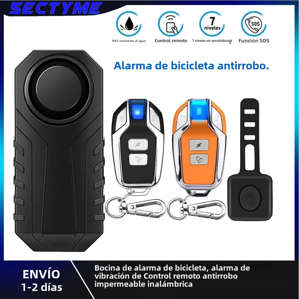 Sectyme- bocina de alarma para bicicleta, inalámbrica, resistente al agua, antirrobo, Control remoto, alarma de vibración para bicicleta, motocicleta, Scooter Eléctrico