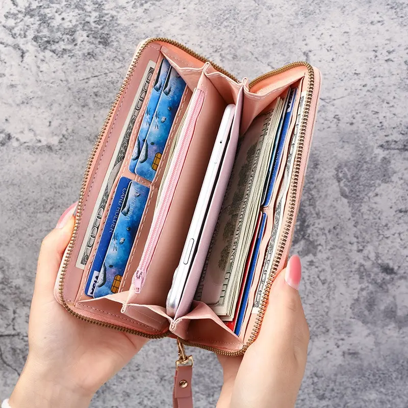 Mode Reiß verschluss Brieftaschen Damen lange Geldbörsen Handtaschen Münz geldbörse Karten halter Pu Leder Brieftasche Brieftasche