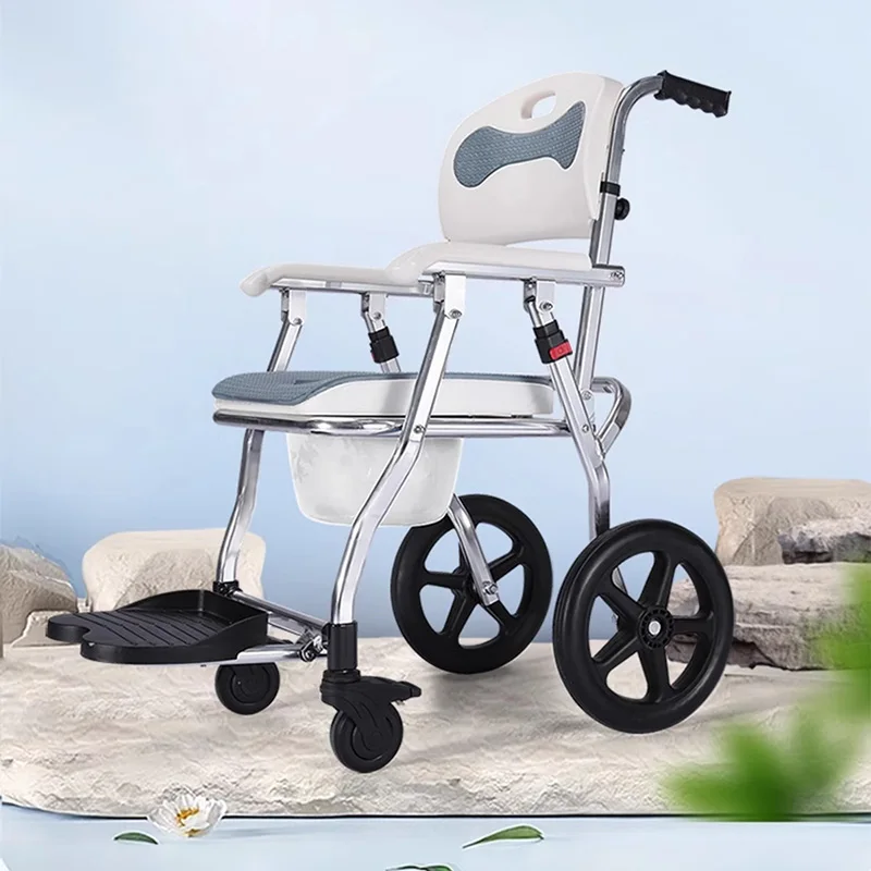 Asiento de elevación portátil, silla geriátrica reclinable móvil con bandeja, asiento cómodo con ruedas, Krzesło Prysznicowe Walker