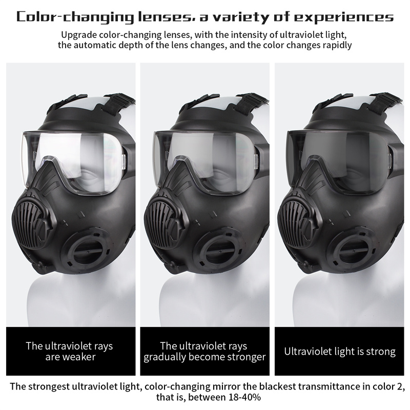 Zlangsports Máscara facial de airsoft tática de paintball com mudança de cor e ventiladores duplos Máscaras de proteção CS Cosplay