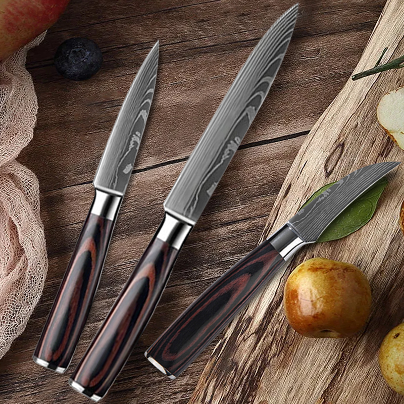 Küchenmesser Kochmesser Fleischbeil Obst Gemüse Messer Schneidemesser Santoku Messer Damaskus Muster Kochschneider