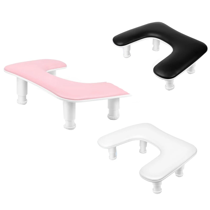 A74P-Repos de braço para manicure para unhas Tech: Apoio de braço ajustável em forma de U para unhas - Descanso de mão de couro PU para manicure