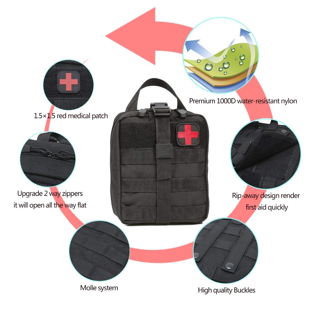 Pacote de cintura ao ar livre acampamento escalada saco preto caso emergência ao ar livre água kits primeiros socorros viagem oxford pano