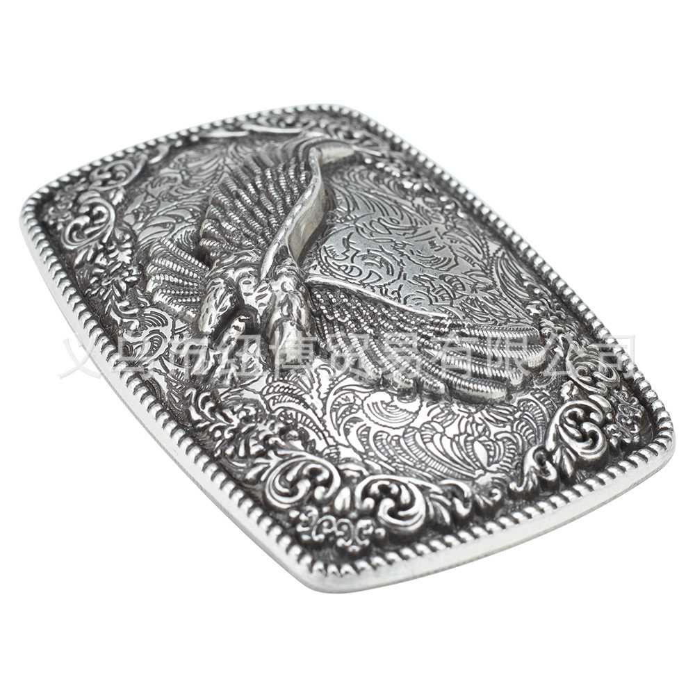 Versilberte Gürtels chnalle westlichen Retro-Stil Palast Muster Edelsteine und Adler