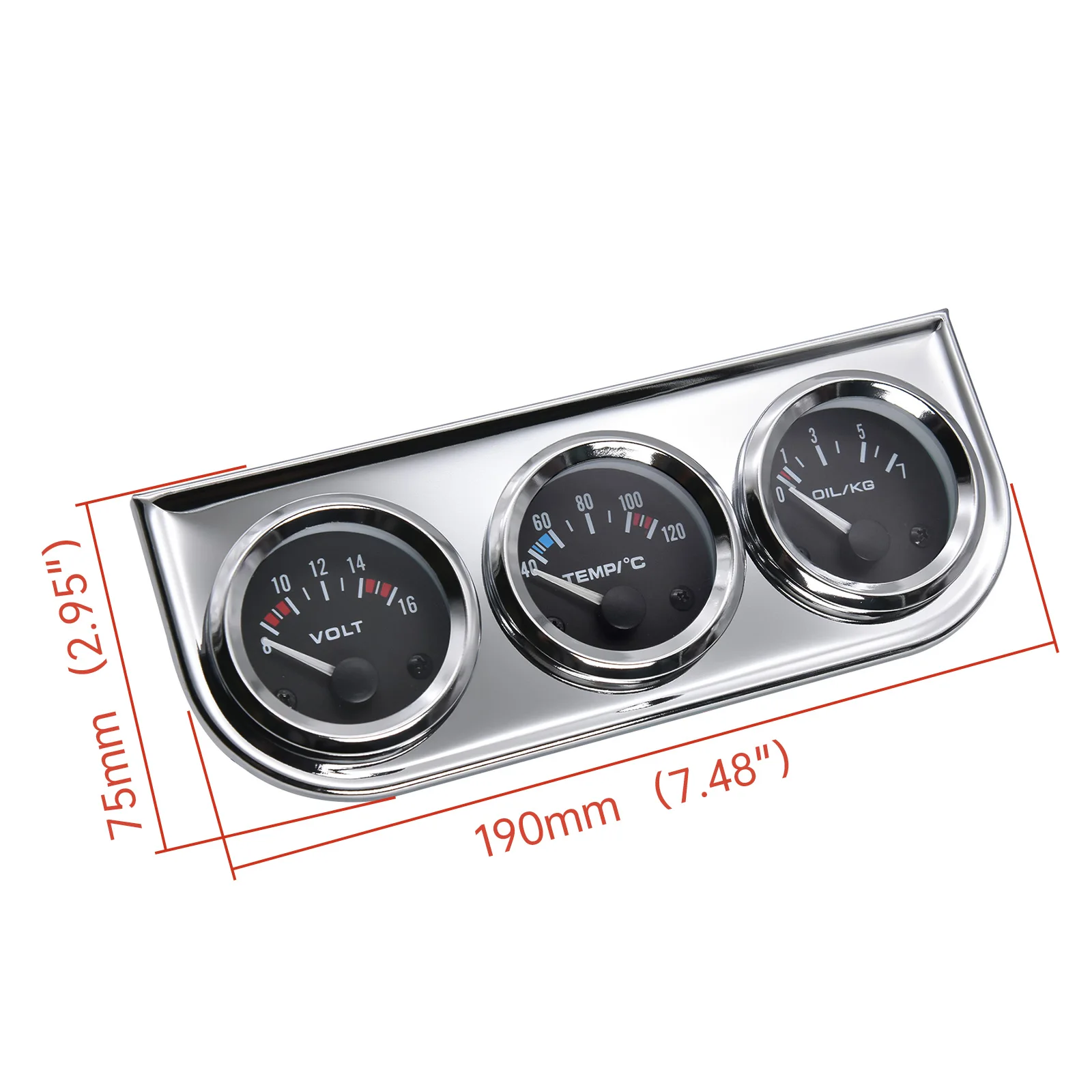 52 mm 3-in-1 Öldruckmesser + Voltmeter + Wassertemperaturanzeige Kit Voltmeter mit Sensor Öltemperaturanzeige Dreifachzähler