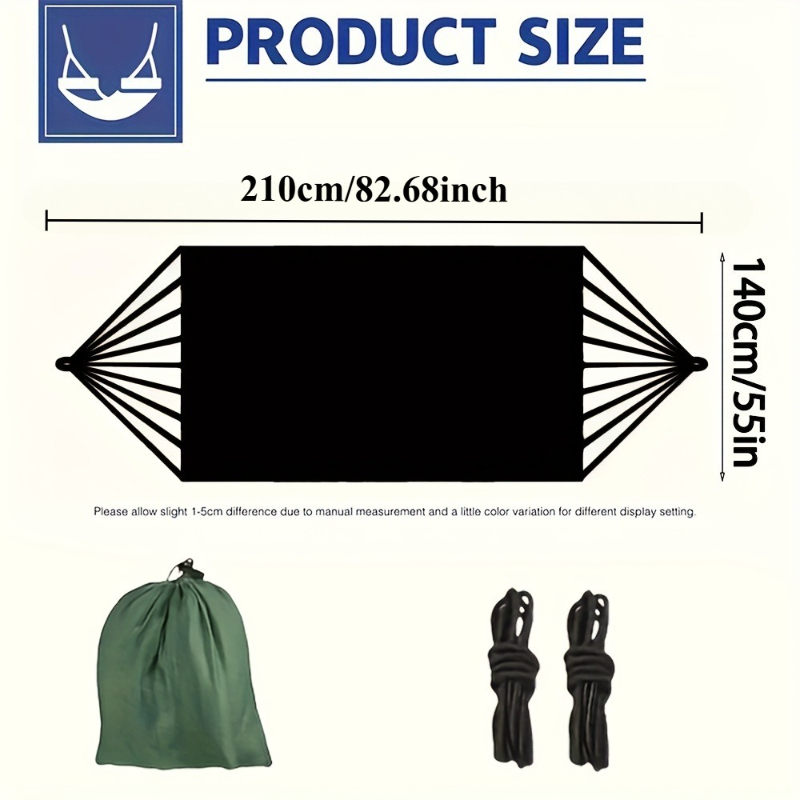 1 Juego de hamaca con correas y bolsa de almacenamiento, Material textil ligero y duradero adecuado para Picnics en la playa y viajes de senderismo
