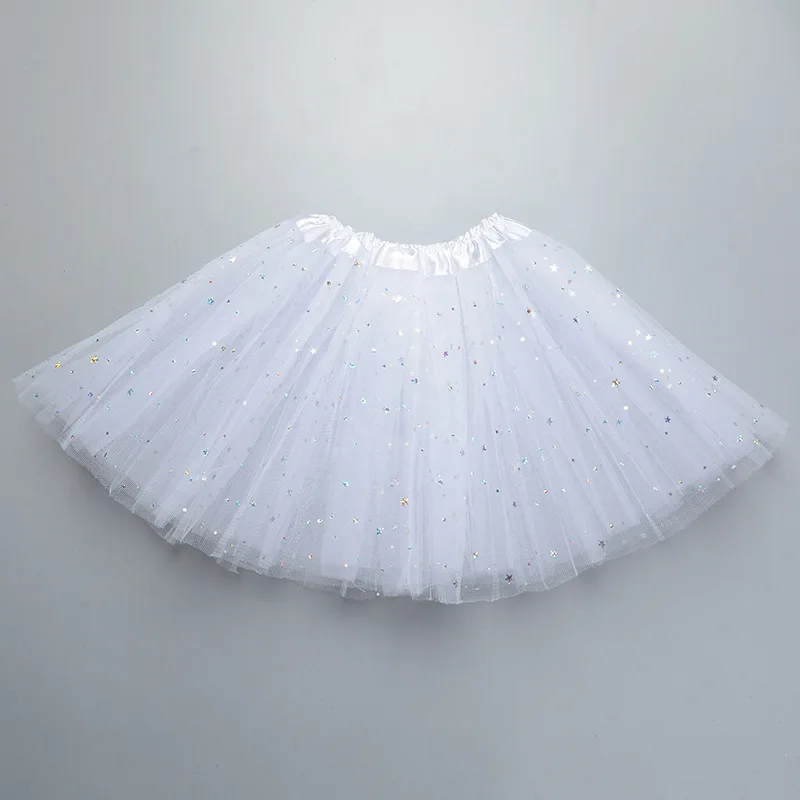 キッズベビースターグリッターダンスチュチュスカート用女の子スパンコール3層チュール幼児ペチスカート子供シフォン2-8T