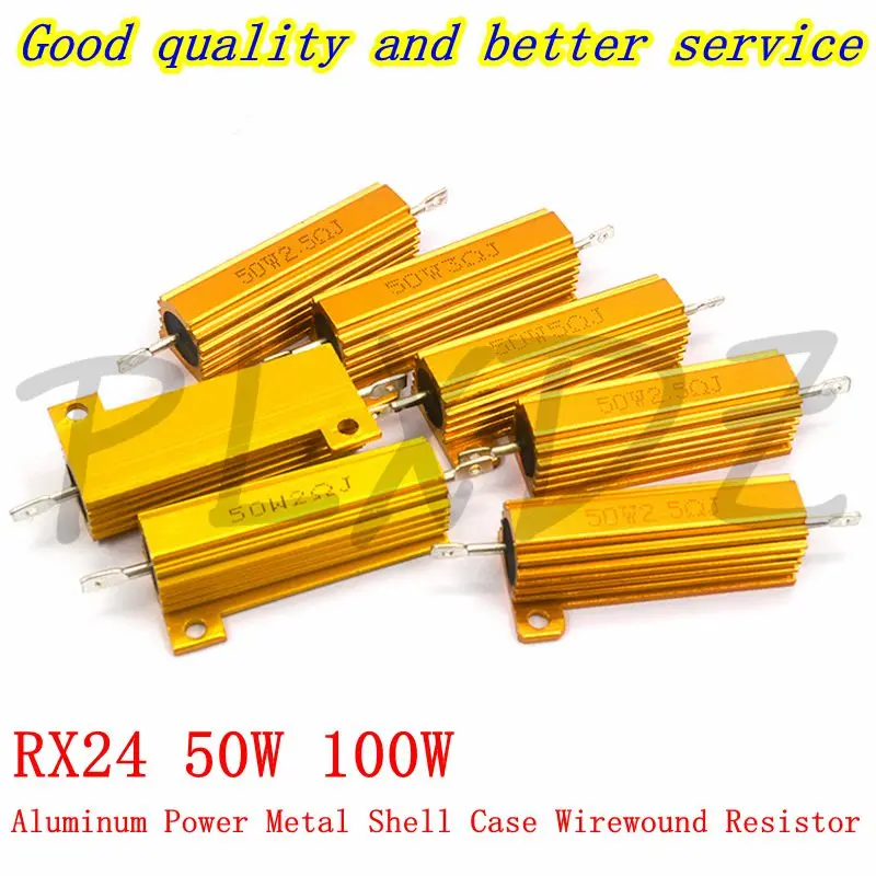 50W 100W Aluminum Power Metal Shell Case Wirewound Resistor 0.01R ~ 100K 1 2 4 6 8R 10 20 200 470 500 1K 10K ohm resistance RX24