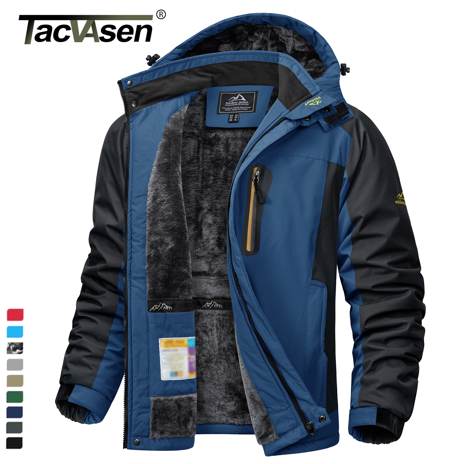 TACVASEN Winter Heavyweight Fleece Lined Parka Waterproof Men Ski Snowboard Jackets Windproof Removable Hoodie Coats Windbreaker