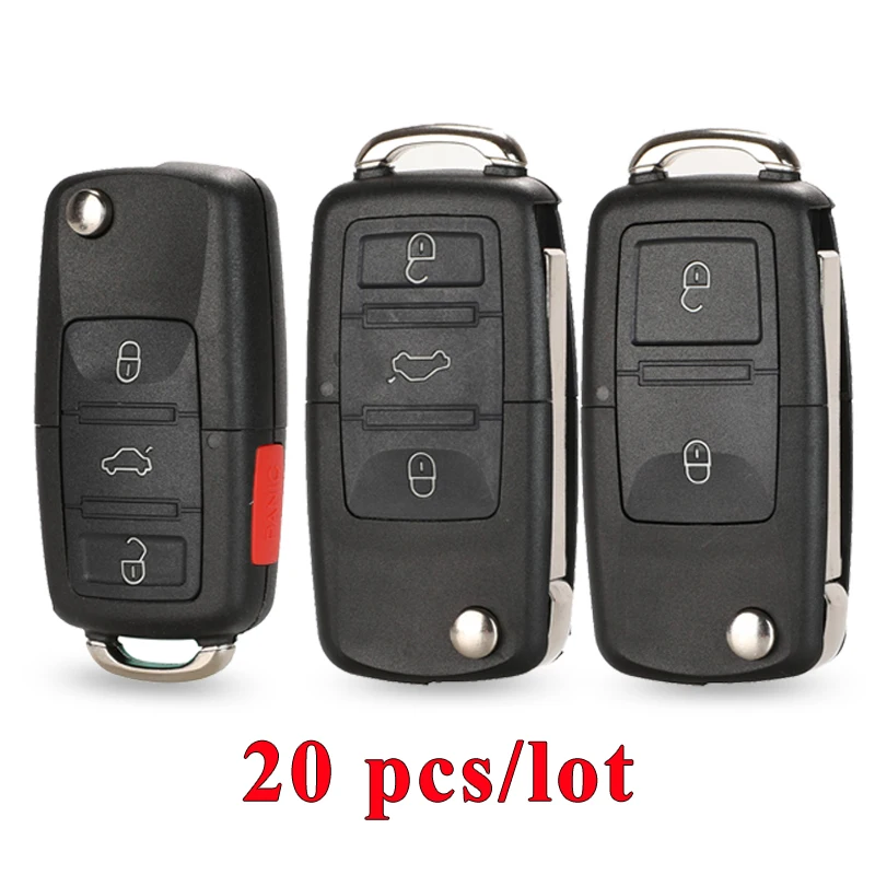 jingyuqin 20pcs/lot Flip Car Remote Flip Key Shell Case Fob For Vw Jetta Golf Passat Beetle Polo Bora MK4 Seat Altea Skoda