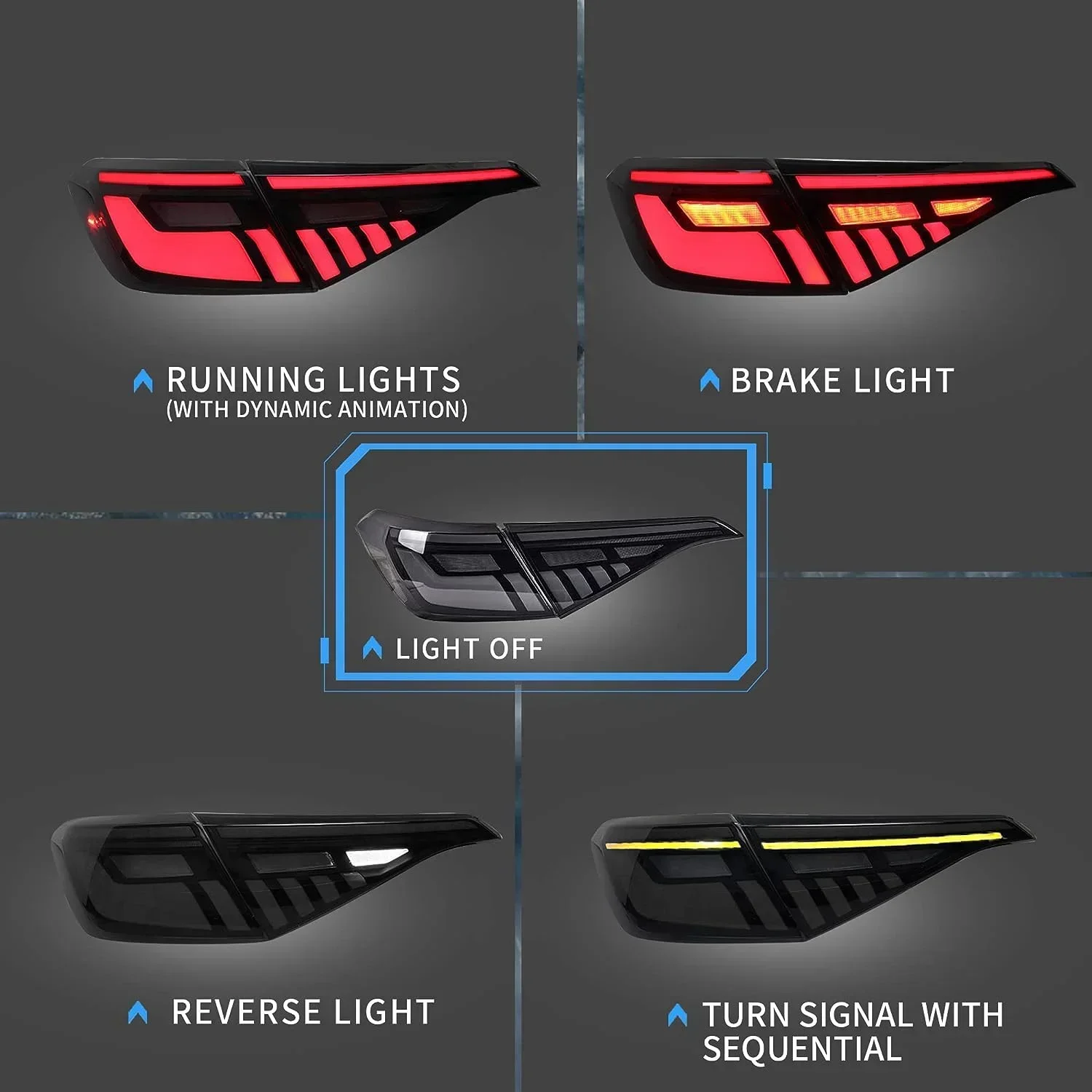 ApolloArchaic Lampu Belakang Led Kualitas Tinggi dengan Sinyal Belok Berurutan untuk Lampu Belakang 11th 2021-UP Lampu Mobil Plug And Play