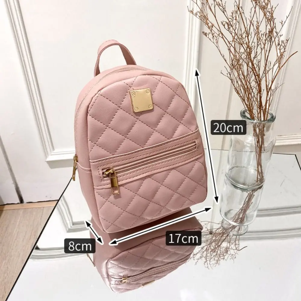 Mini Lingge ricamo piccolo zaino moda tinta unita cerniera donna borsa a tracolla grande capacità zaino da viaggio in pelle PU