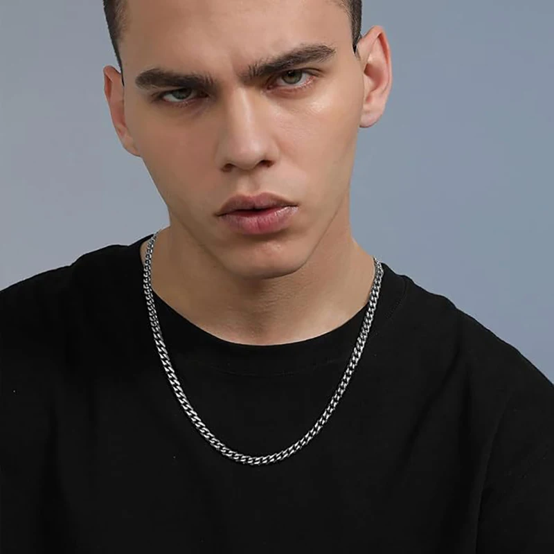 3.5-7 มม.สแตนเลสสตีลสร้อยคอผู้ชายPunk Cuban Link Chain Chokerผู้หญิงHip Hopแฟชั่นเครื่องประดับอุปกรณ์เสริม