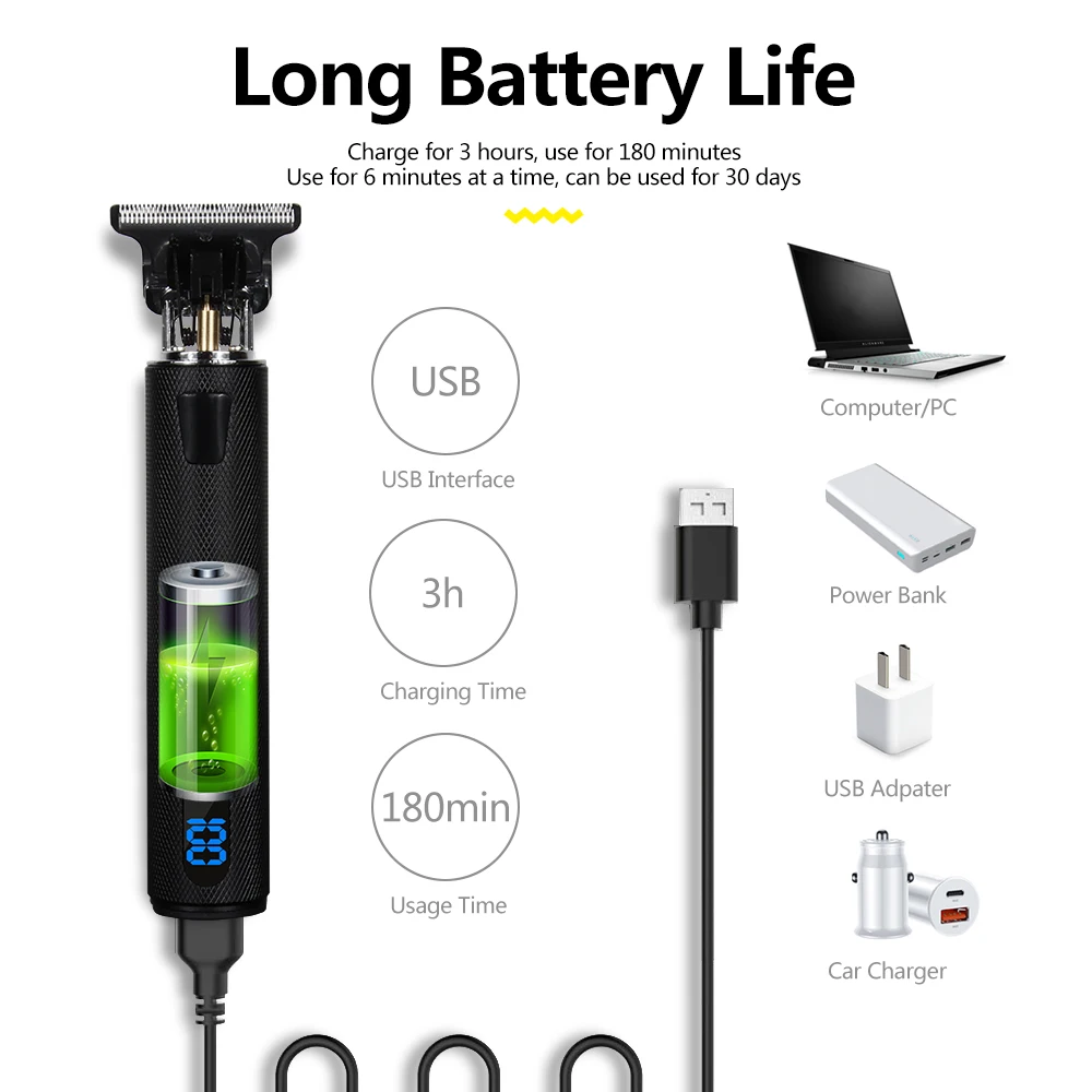 バリカン ライトヘッド電気バリカン 電気バリカン オイルヘッドバリカン カービングマーク カミソリ工場 LCD
